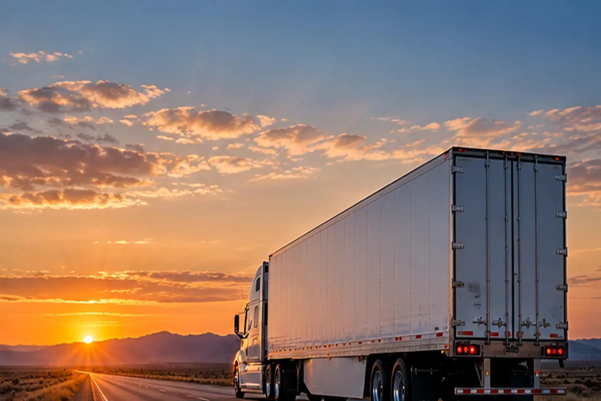 Open highway at sunset
