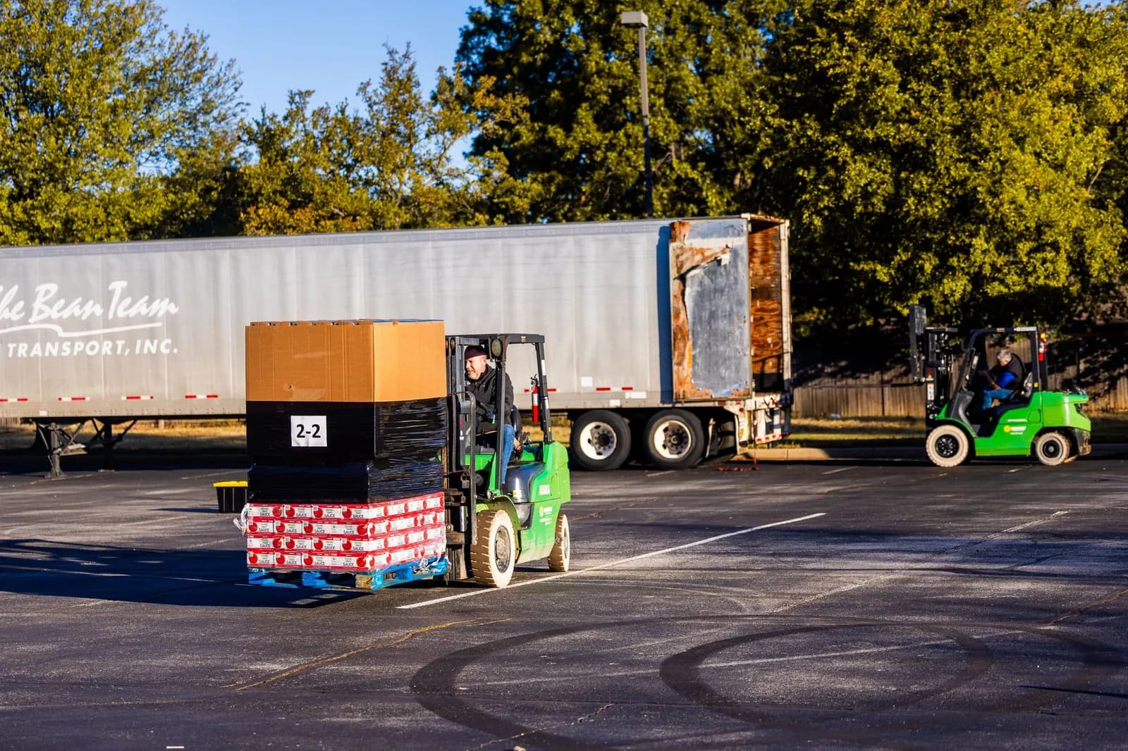 Commercial pallets being loaded for shipment